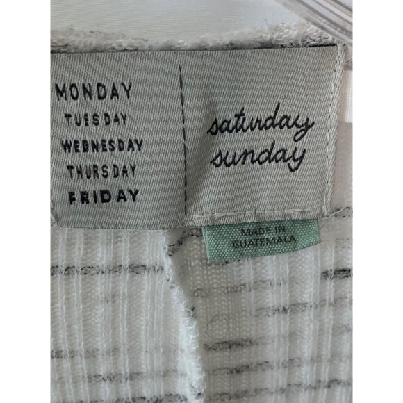 ANTHROPOLOGIE SATURDAY SUNDAY White + Gray Ribbed Knit Open-Front Cardigan XS - Picture 6 of 10